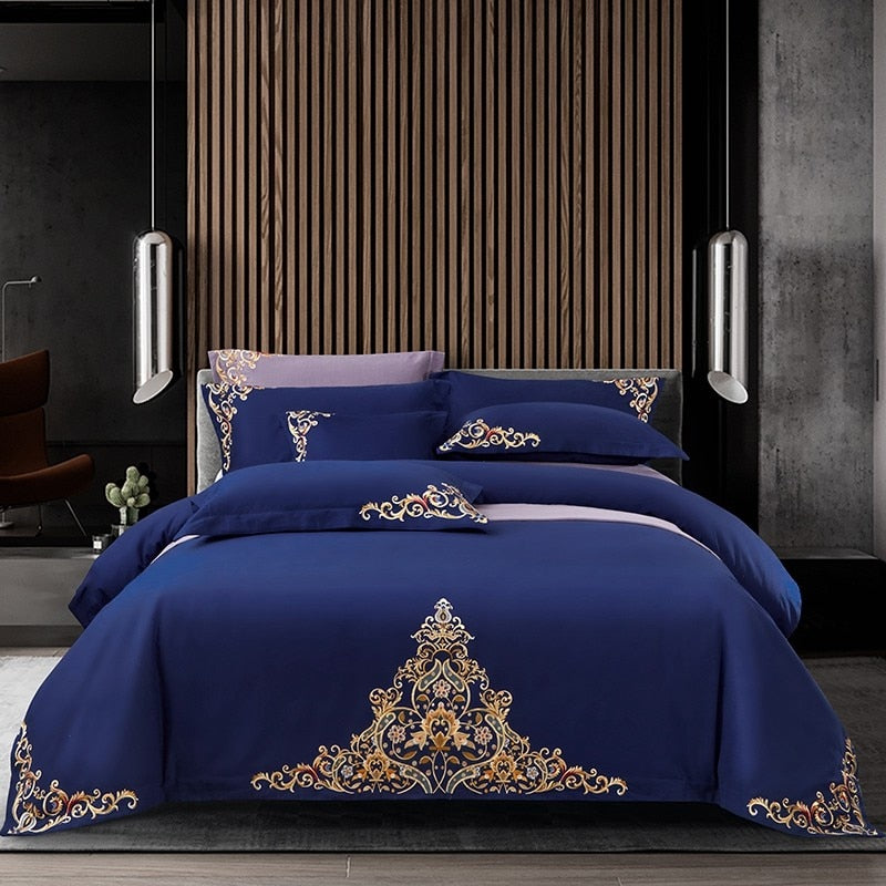 Mariana Centered Embroidered Motif Cotton Duvet Cover Set Duvet Cover Set - Venetto Design Venettodesign.com