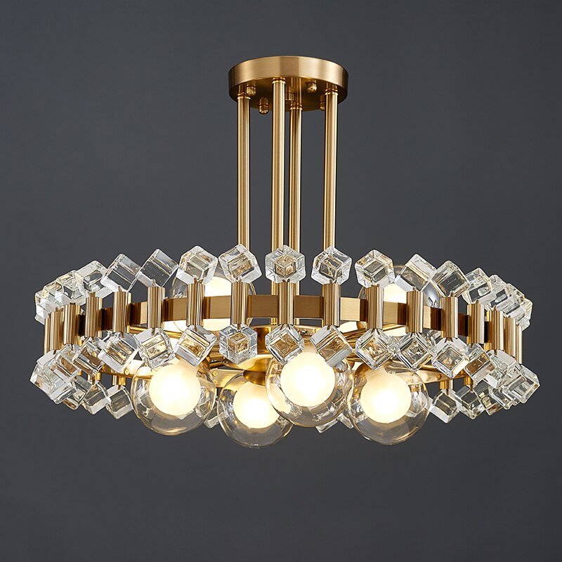 Bailey Colorful Gem And Crystal Two Tier Round Chandelier Chandelier - Venetto Design Cube crystal / Dia40xH20cm / Warm white light Venettodesign.com
