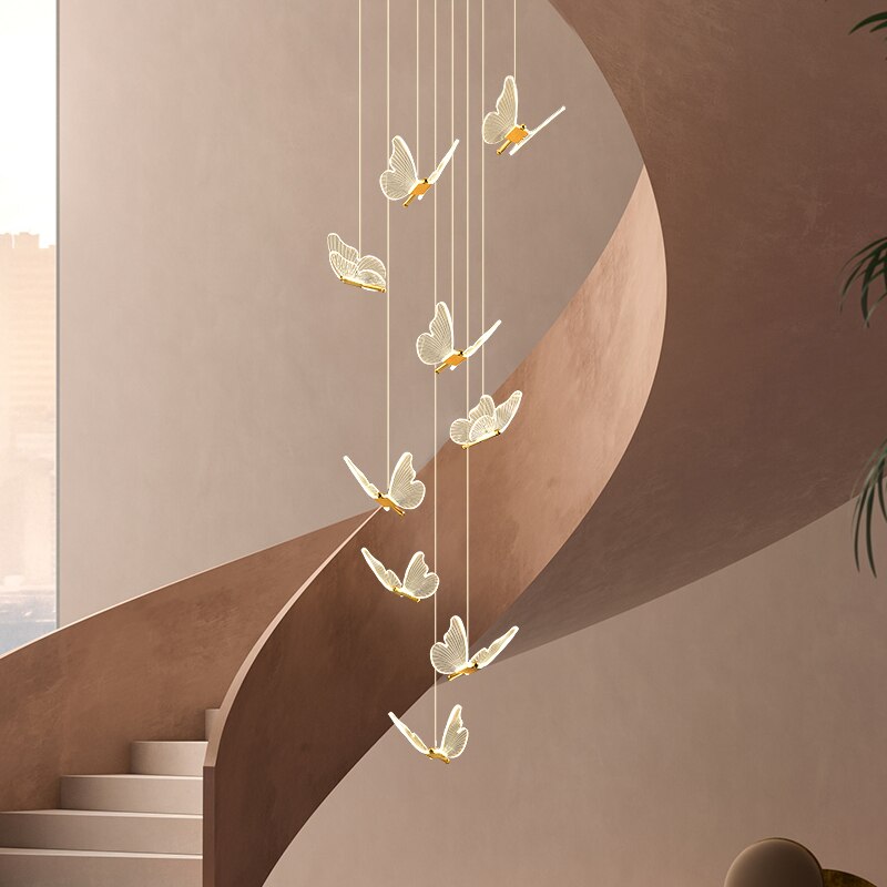 Jenna 3D-Butterfly Spiral Iron And Acrylic Chandelier Chandelier - Venetto Design Venettodesign.com