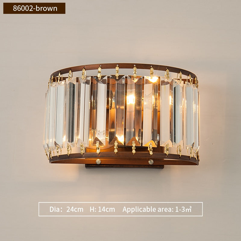 Isabella Beveled Crystal Half-Drum Wall Lamp Wall Lamp - Venetto Design Dia24cm H14cm-Brown / Warm White (2700-3500K) Venettodesign.com