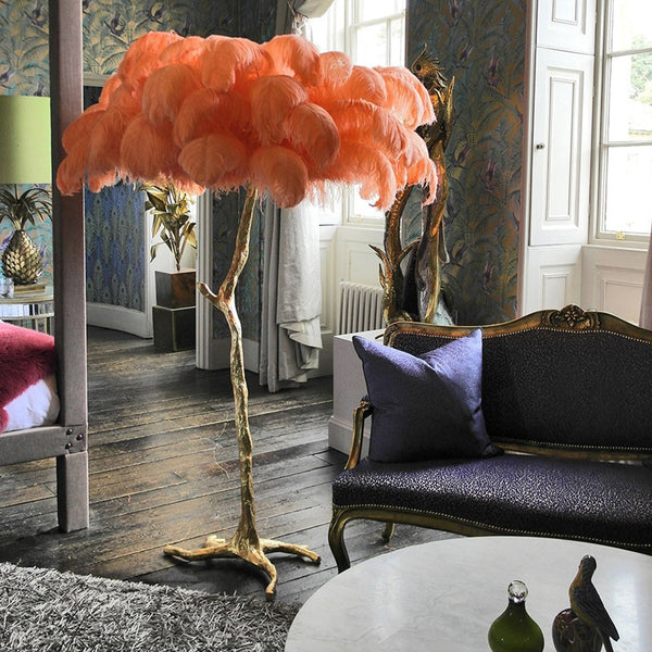 Palmera Luxury Feather Floor/Table Lamp Floor Lamp - Venetto Design Orange / Floor Lamp Venettodesign.com