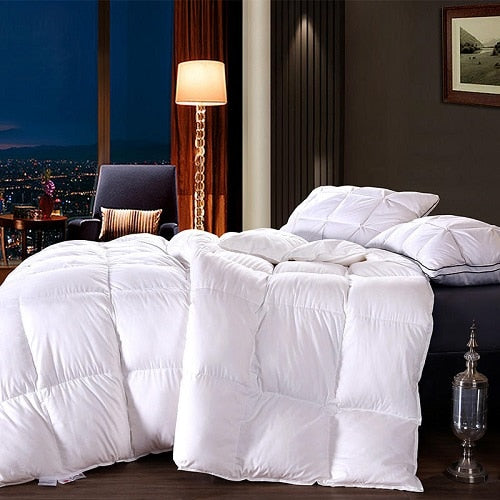 Bahiya Square Quilted Cotton Goose Down Filling Comforter Bedding - Venetto Design White / 200X230cm 2700g Venettodesign.com