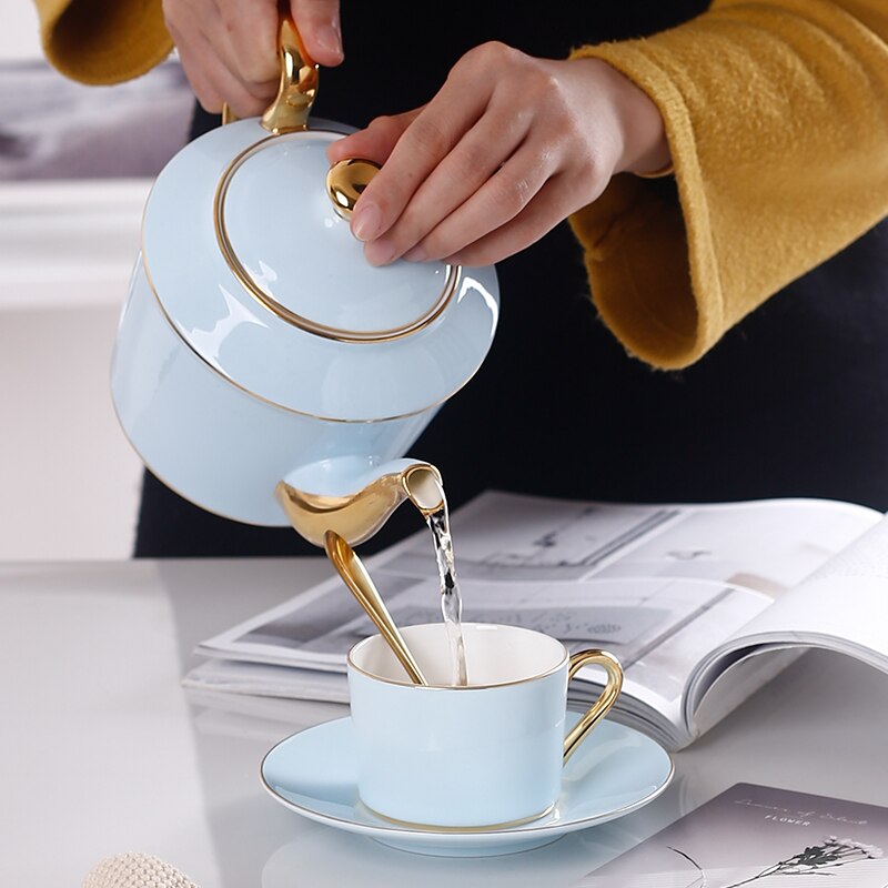 Madaluza Luxury Gold Blue Bone China Tea/Coffee Set - Venetto Design Venettodesign.com