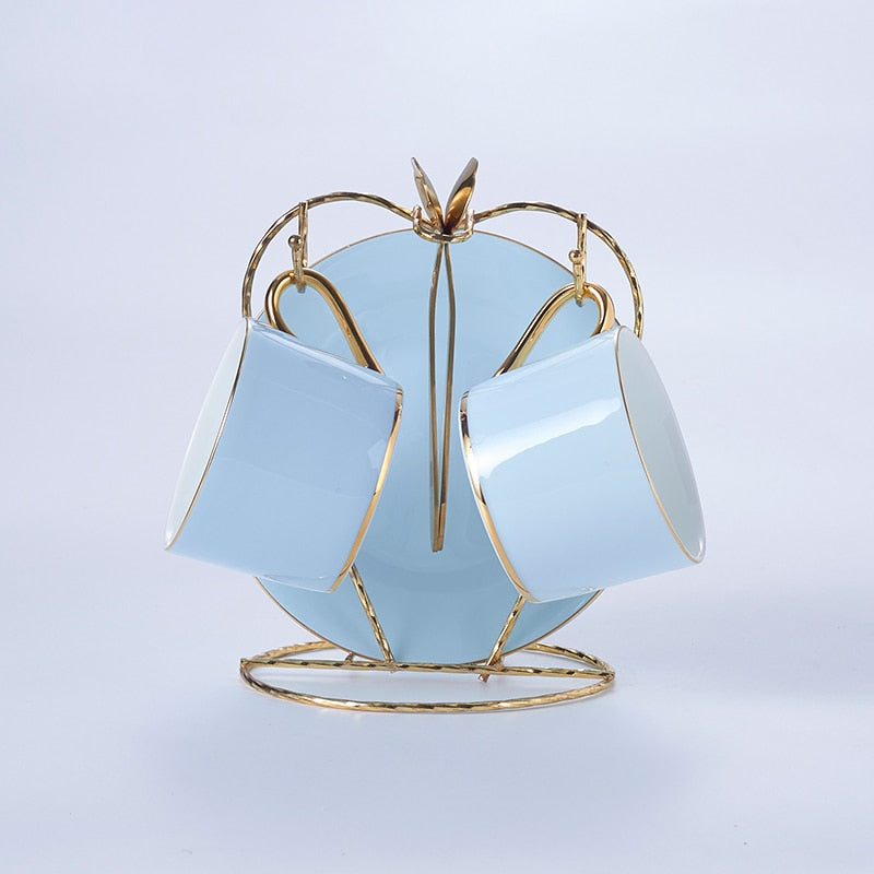 Madaluza Luxury Gold Blue Bone China Tea/Coffee Set - Venetto Design Venettodesign.com