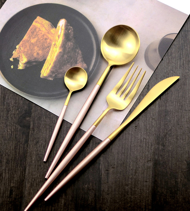 Arya Pink Gold Cutlery Set Cutlery - Venetto Design Venettodesign.com