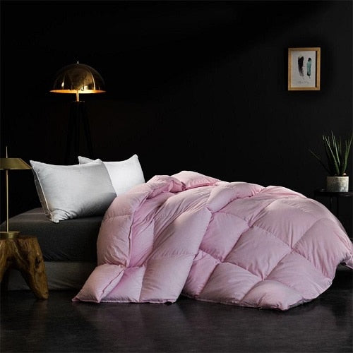 Bahiya Square Quilted Cotton Goose Down Filling Comforter Bedding - Venetto Design Pink / 200X230cm 2700g Venettodesign.com