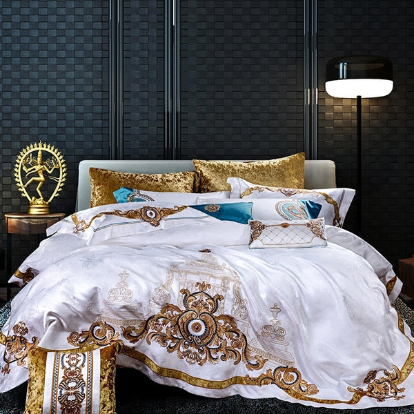 Evaria Satin Cotton Luxury Royal Duvet Cover Set Duvet Cover Set - Venetto Design King | 10 Pieces Venettodesign.com