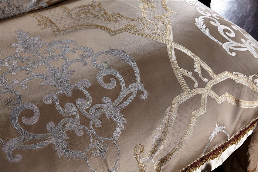 Esmoidis Golden Silky Cotton Luxury Jacquard Duvet Cover Set Duvet Cover Set - Venetto Design Venettodesign.com