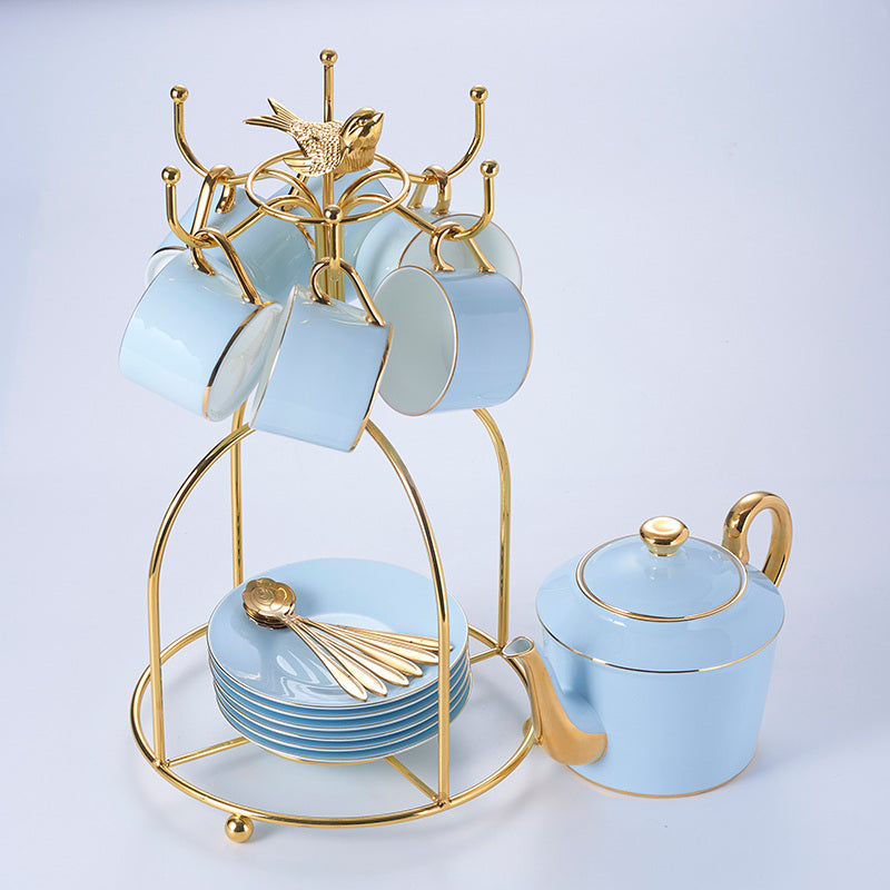 Madaluza Luxury Gold Blue Bone China Tea/Coffee Set - Venetto Design 14PCS Set Venettodesign.com