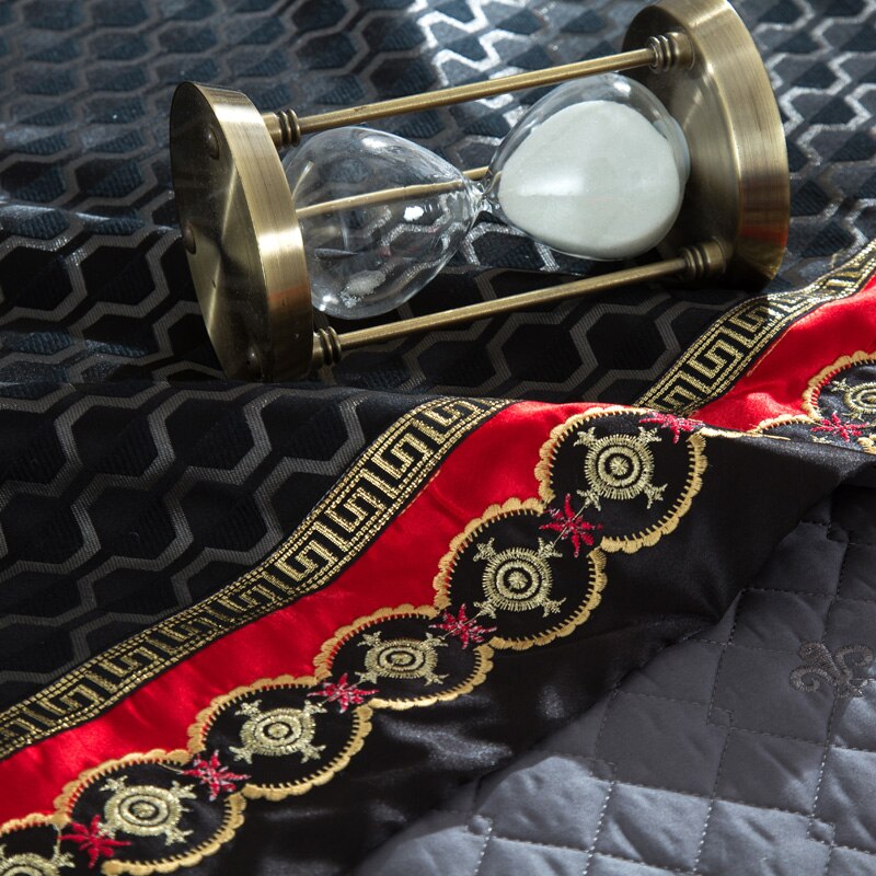 Bartedo Black Satin Egyptian Cotton Luxury Royal Duvet Cover Set Duvet Cover Set - Venetto Design Venettodesign.com