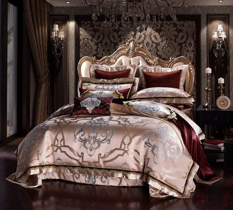 Esmoidis Golden Silky Cotton Luxury Jacquard Duvet Cover Set Duvet Cover Set - Venetto Design King | 10 Pieces Venettodesign.com