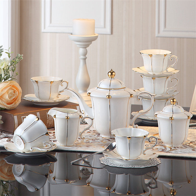 Vittoria British Gold Pearl Bone China Tea/Coffee Set - Venetto Design Full Set Venettodesign.com