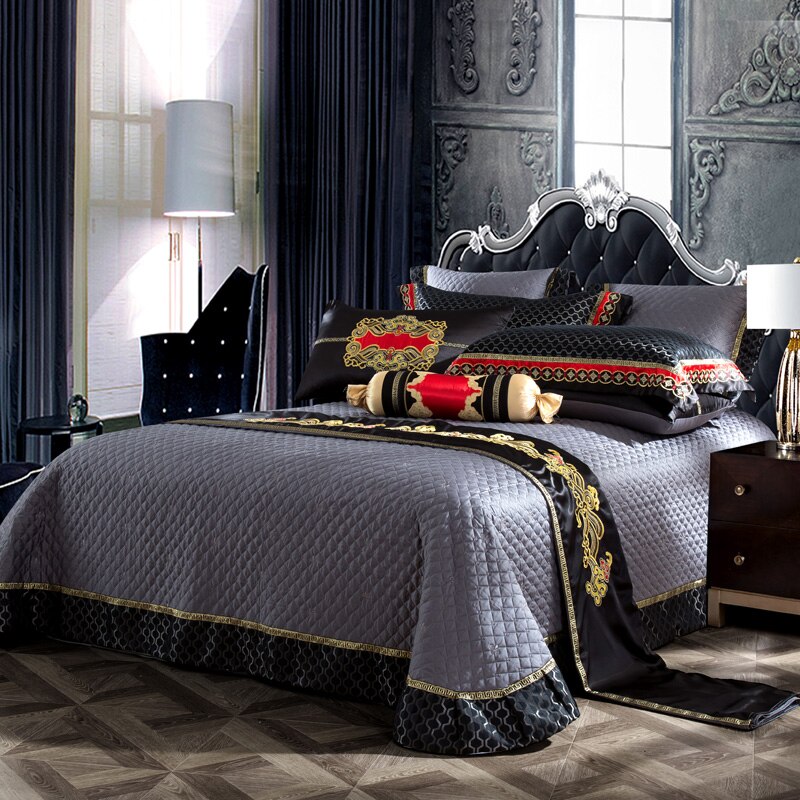 Bartedo Black Satin Egyptian Cotton Luxury Royal Duvet Cover Set Duvet Cover Set - Venetto Design Venettodesign.com