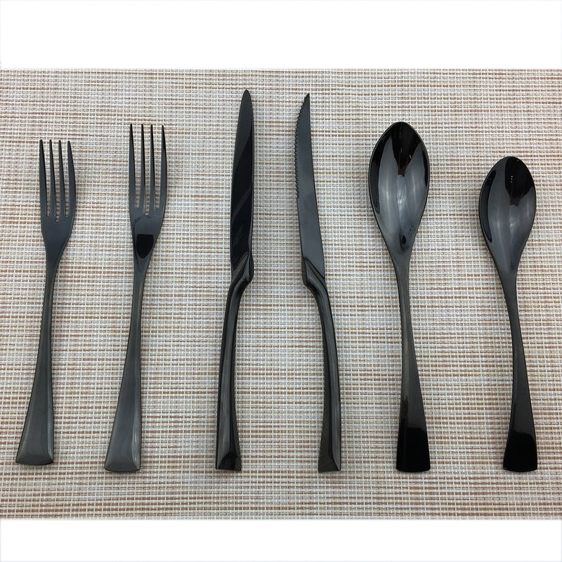Jet Black Cutlery Full Set Cutlery - Venetto Design 36 Pieces Set Venettodesign.com