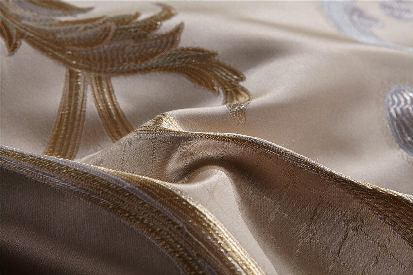 Esmoidis Golden Silky Cotton Luxury Jacquard Duvet Cover Set Duvet Cover Set - Venetto Design Venettodesign.com