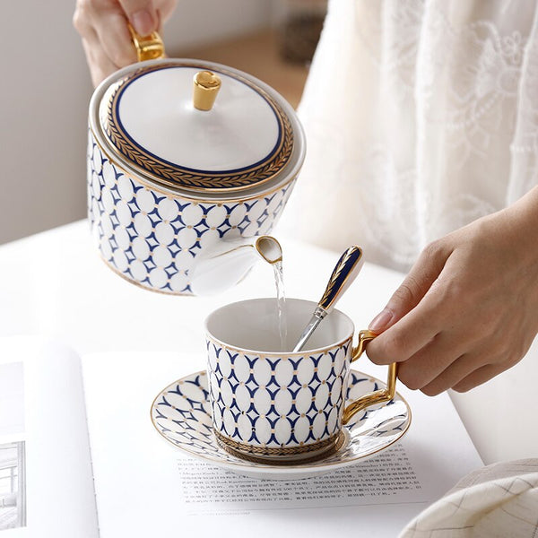 Arkanola Gold Inlay Porcelain Bone China Tea/Coffee Set - Venetto Design Venettodesign.com