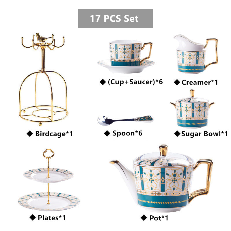 Tezzarina Porcelain Luxury Gold Bone China Tea and Coffee Set - Venetto Design 17PCS Set Venettodesign.com