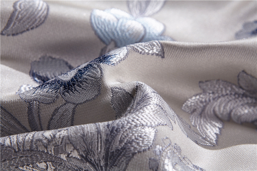 Impero Blue Silver Silk Cotton Jacquard Luxury Chinese Duvet Cover Set Duvet Cover Set - Venetto Design Venettodesign.com