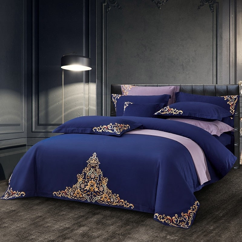 Mariana Centered Embroidered Motif Cotton Duvet Cover Set Duvet Cover Set - Venetto Design Venettodesign.com