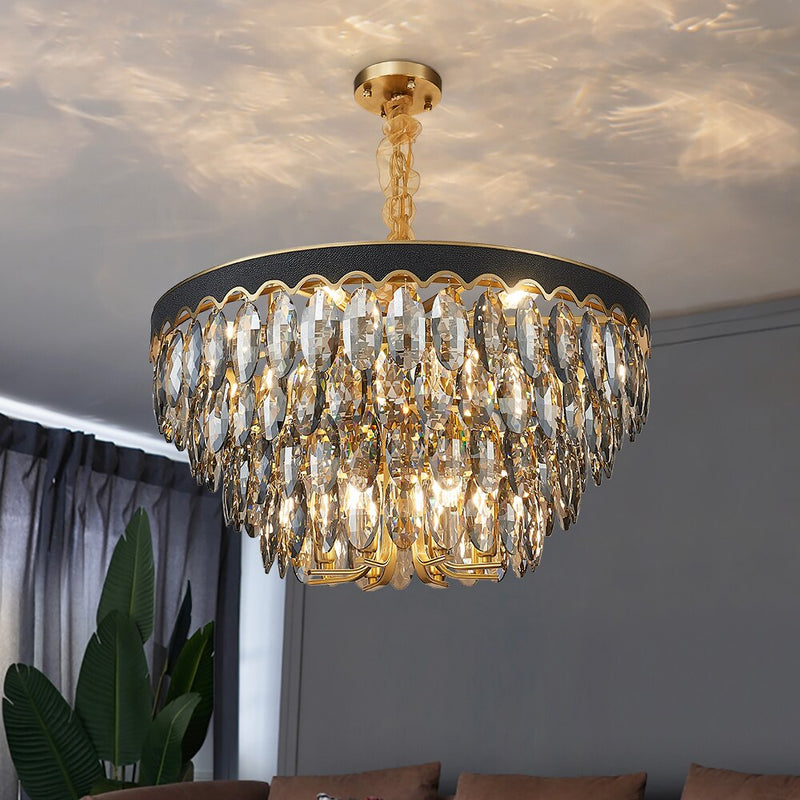 Gabriela Opulent Four-Tiered Teardrop Crystal Chandelier Chandelier - Venetto Design Venettodesign.com