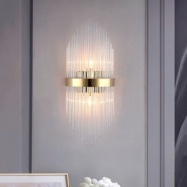 Diana Tapered Crystal And Gold Ring Wall Lamp Wall Lamp - Venetto Design Venettodesign.com