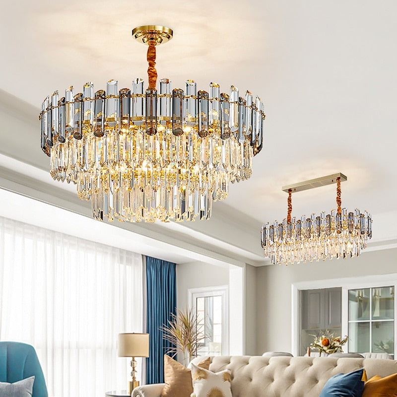 Luis Rounded Three-Tier Crystal Cut Edge Chandelier Chandelier - Venetto Design Venettodesign.com