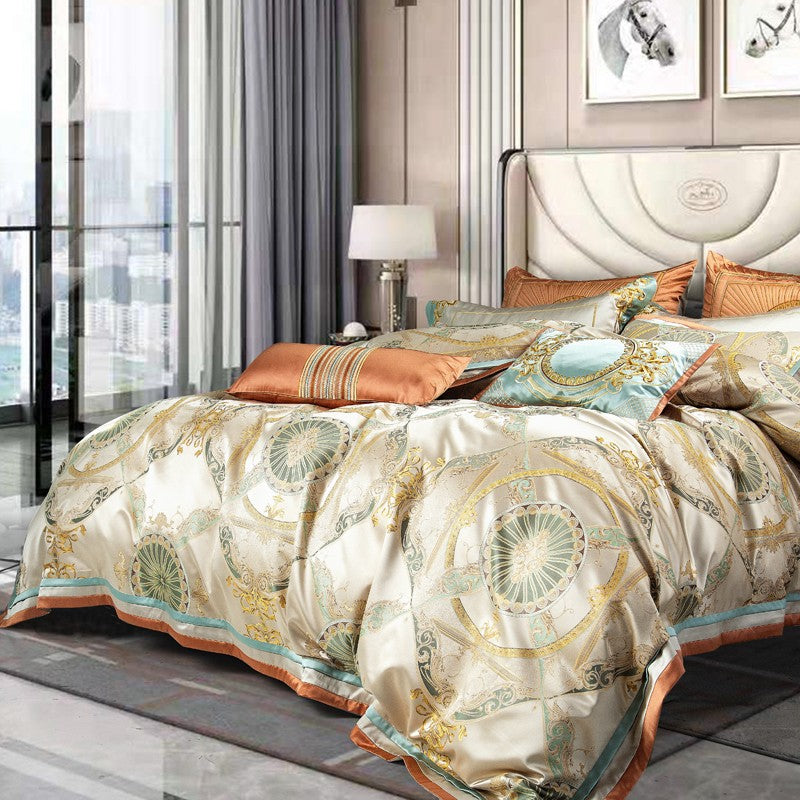 Deoniso Gold Luxury Satin Jacquard Duvet Cover Set Duvet Cover Set - Venetto Design Venettodesign.com