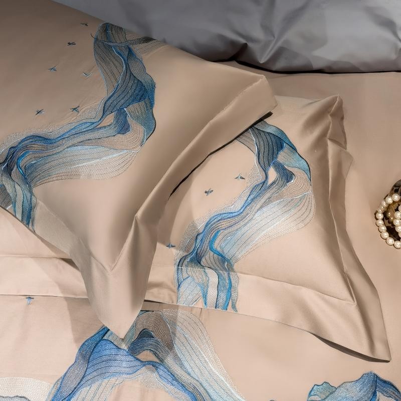 Amber Embroidered Egyptian Cotton Duvet Cover Set Duvet Cover Set - Venetto Design Venettodesign.com