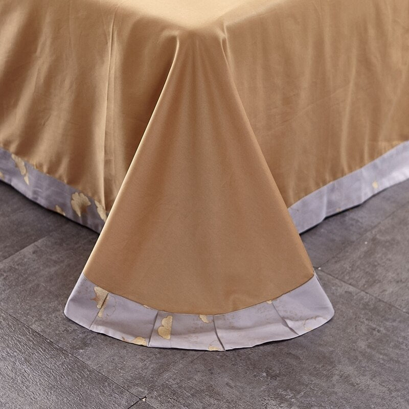 Neelgur Ginkgo leaves Jacquard Soft Sateen Cotton Duvet Cover Set Duvet Cover Set - Venetto Design Venettodesign.com