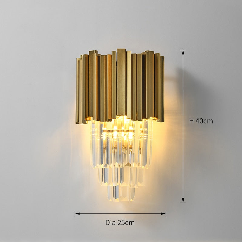 Adorjan Ridged Metal And Crystal Wall Lamp Wall Lamp - Venetto Design Dia25xH40cm / Warm White (2700-3500K) Venettodesign.com