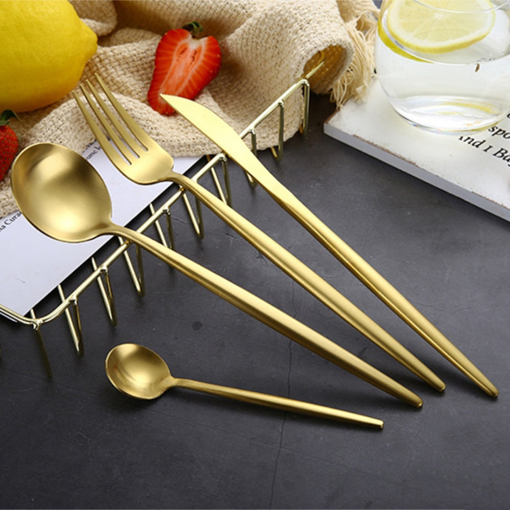 Arya Gold Cutlery Set Cutlery - Venetto Design 24 Pieces Set Venettodesign.com