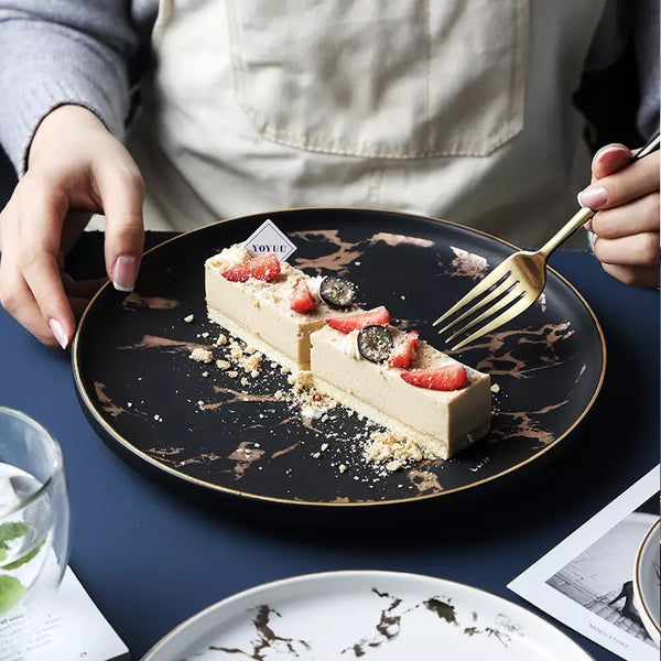Rome Marble Plate Plate - Venetto Design Black / 6 Pieces of 6 Inches Venettodesign.com