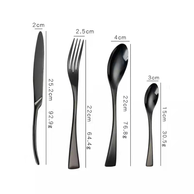 24 Pieces popular Matte Black Silverware Set with Steak Knives for 4, Stainless