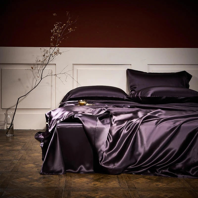 Royalis Purple Luxury Pure Mulberry Silk Bedding Set Duvet Cover Set - Venetto Design Queen / 2 Pillowcases Venettodesign.com