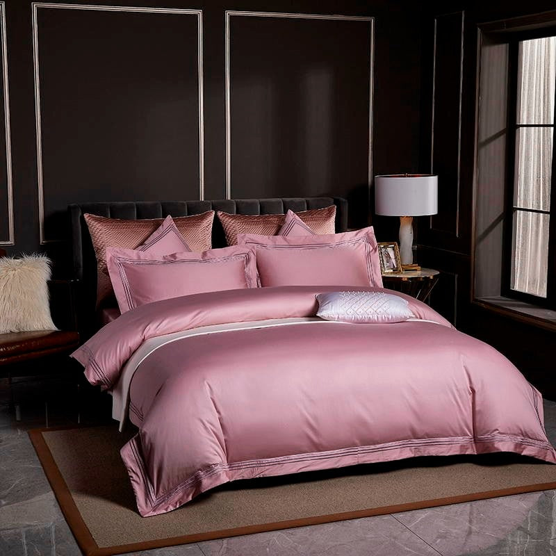 Leila Rose Embroidered Edge Egyptian Cotton Duvet Cover Set Duvet Cover Set - Venetto Design Venettodesign.com