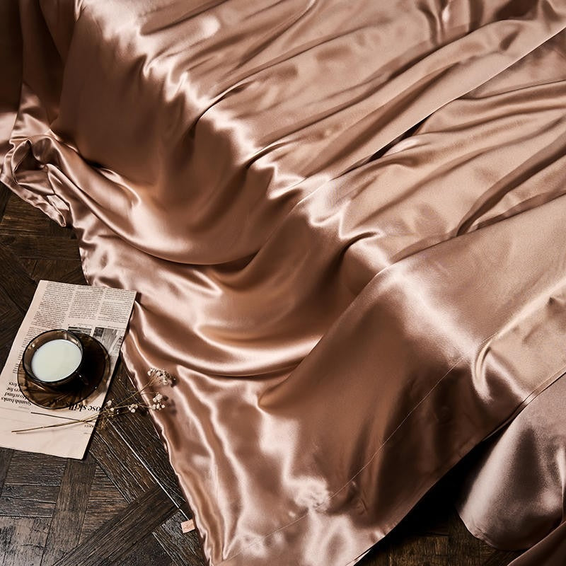 Royalis Rose Gold Luxury Pure Mulberry Silk Bedding Set Duvet Cover Set - Venetto Design Venettodesign.com