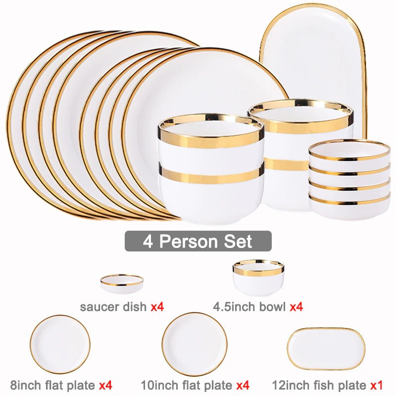 Catalina White Marble Luxury Dinnerware Set