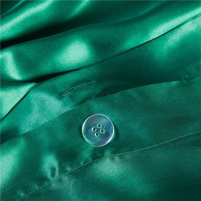 Eloise Emerald Green Luxury Pure Mulberry Silk Bedding Set Duvet Cover Set - Venetto Design Venettodesign.com