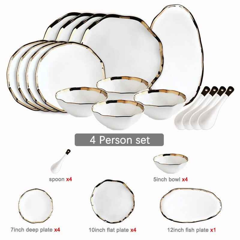 Nora Black White Luxury Dinnerware Set Plate - Venetto Design White / 4 Person Set Venettodesign.com