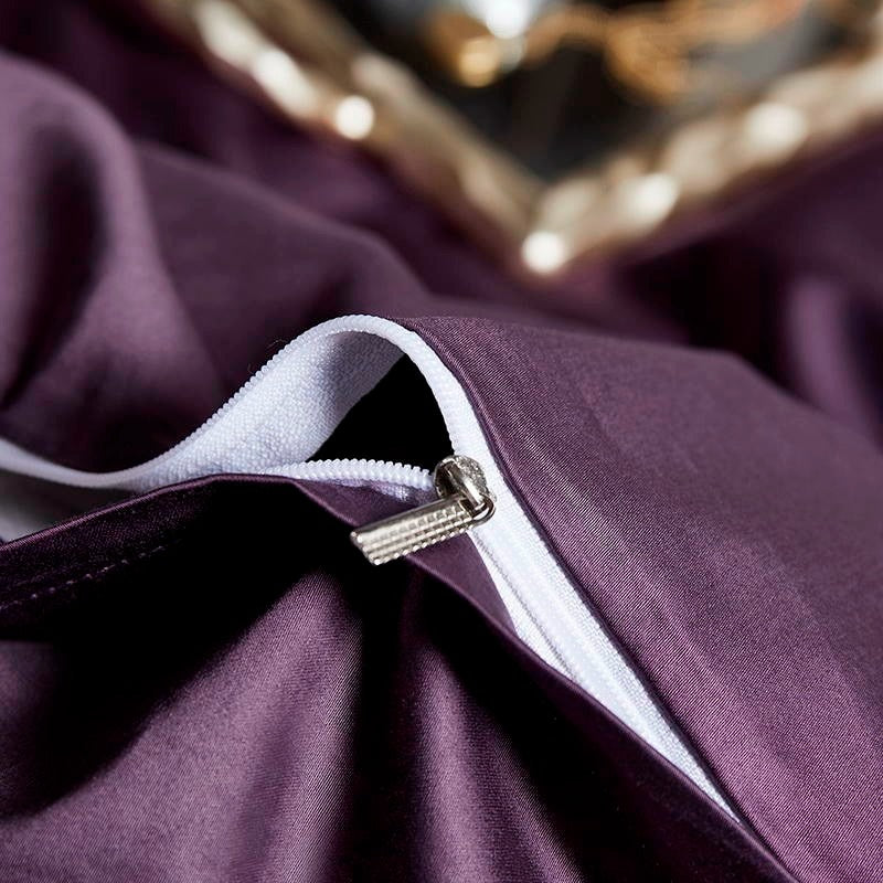 Leila Purple Embroidered Edge Egyptian Cotton Duvet Cover Set Duvet Cover Set - Venetto Design Venettodesign.com