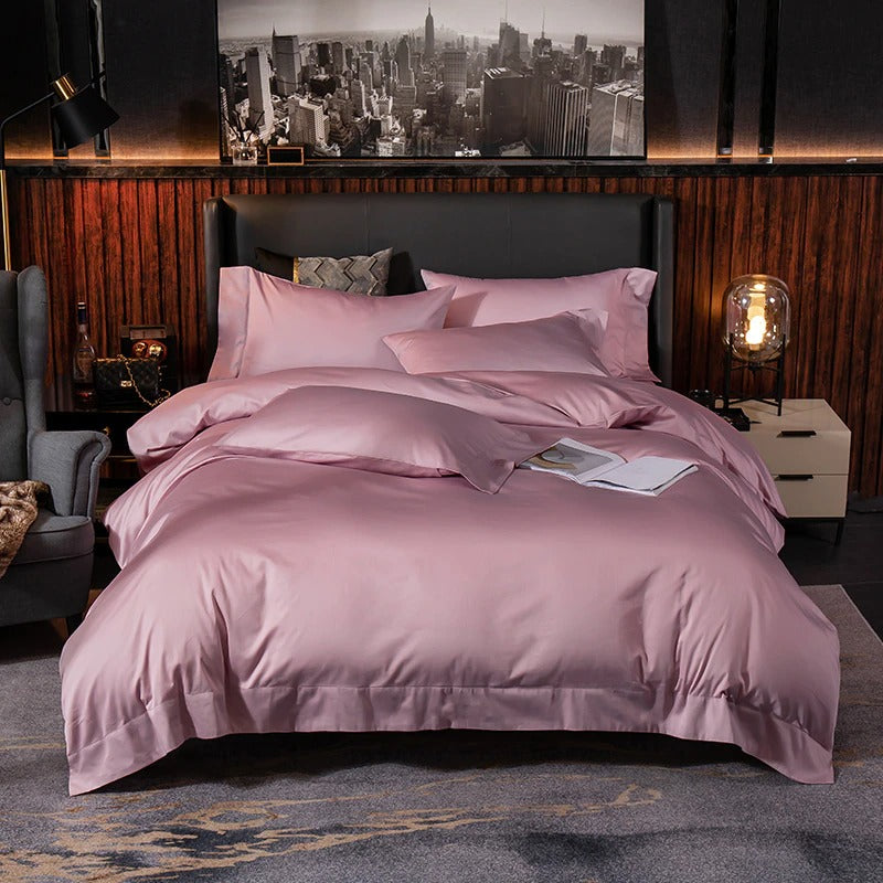 Lakibia Soft Pink Silky Soft Egyptian Cotton Bedding Set Duvet Cover Set - Venetto Design Twin / Fitted Sheet / 4 Pieces Venettodesign.com