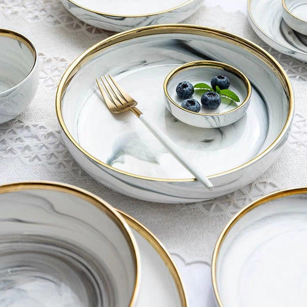 Catalina White Marble Luxury Dinnerware Set