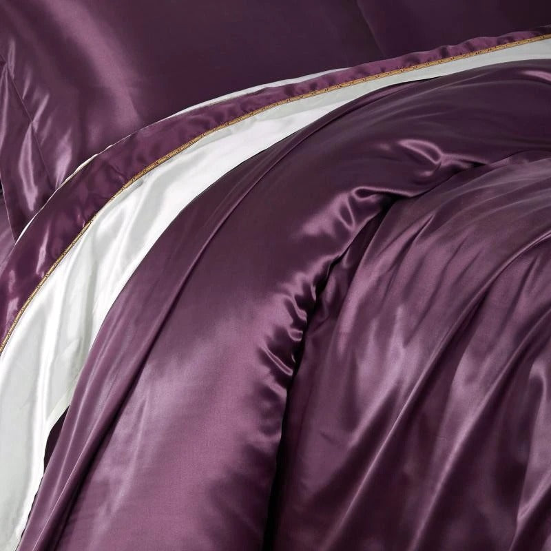Eloise Japanese Violet Luxury Pure Mulberry Silk Bedding Set Duvet Cover Set - Venetto Design Venettodesign.com