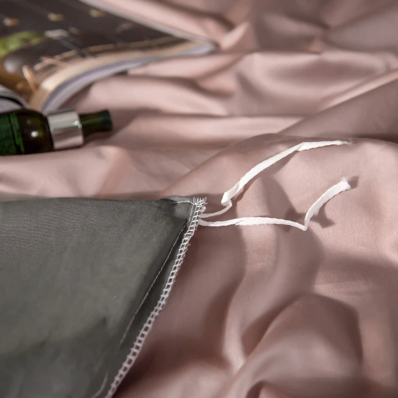 Shemir Rose Grey Reversible Egyptian Cotton Duvet Cover Set Duvet Cover Set - Venetto Design Venettodesign.com