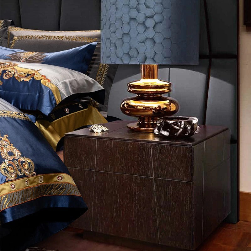 Skyler Opulent Embroidered Satin Duvet Cover Set Duvet Cover Set - Venetto Design Venettodesign.com