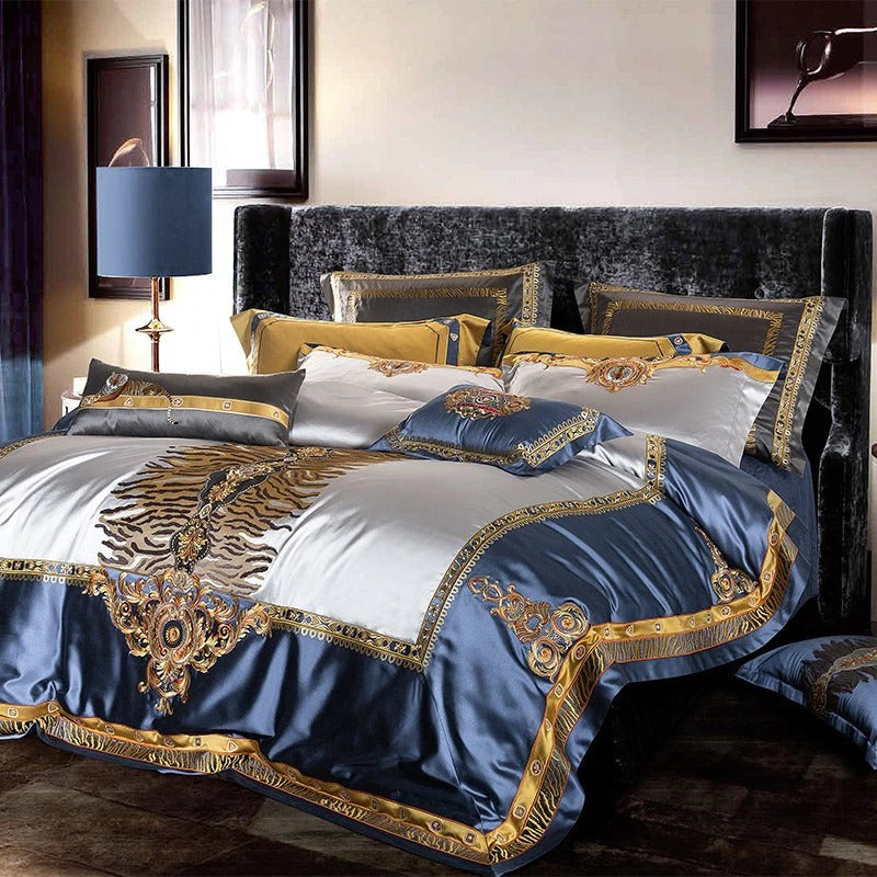 Skyler Opulent Embroidered Satin Duvet Cover Set Duvet Cover Set - Venetto Design Venettodesign.com