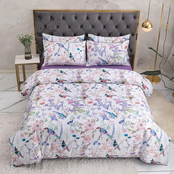 Avis Botanical Ultra Soft Egyptian Cotton Duvet Cover Set Duvet Cover Set - Venetto Design Queen / Flat Sheet / 4 Pieces Venettodesign.com