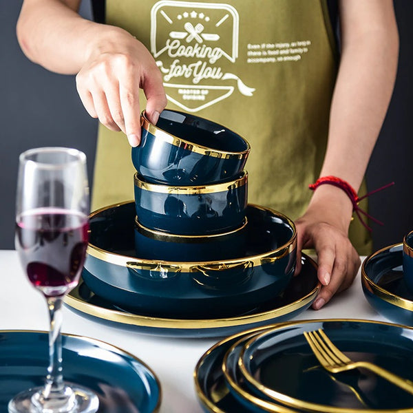 Oxford Blue Luxury Dinnerware Set Plate - Venetto Design Venettodesign.com