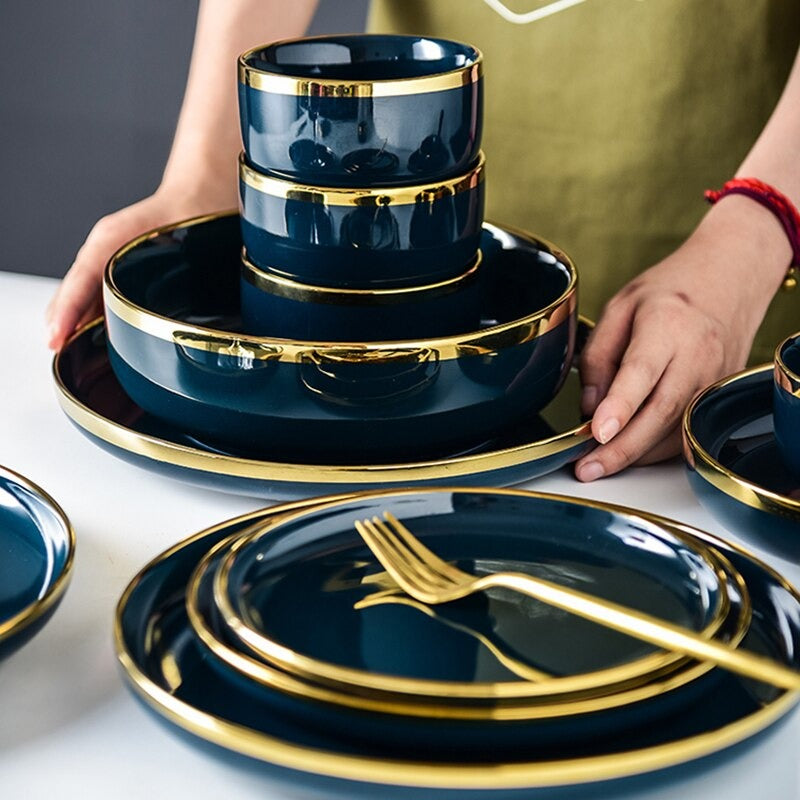 Oxford Blue Luxury Dinnerware Set Plate - Venetto Design Venettodesign.com