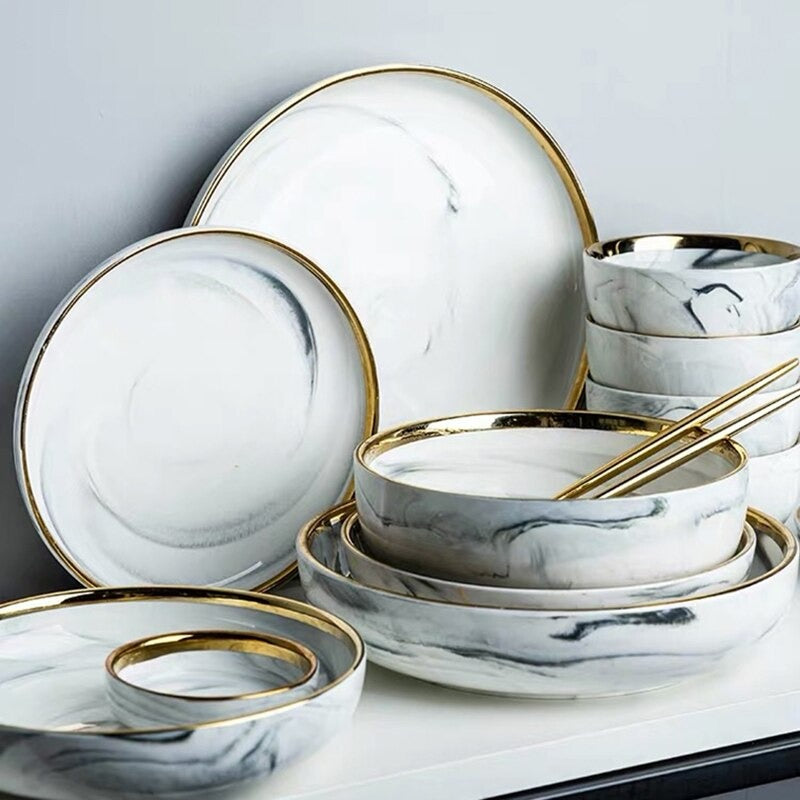 Catalina White Marble Luxury Dinnerware Set